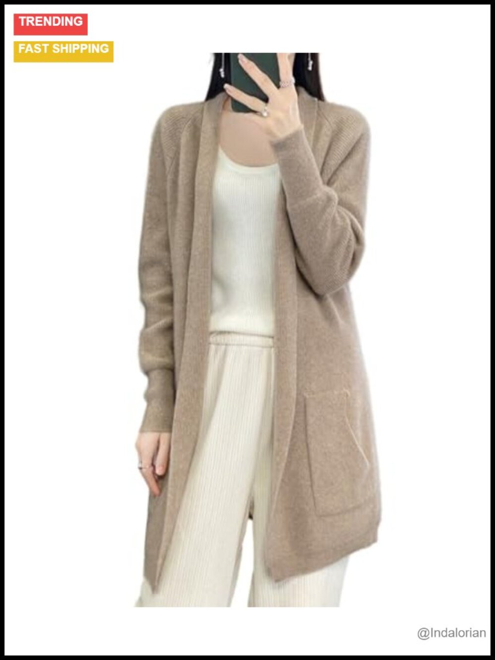 100% Merino Wool Cardigan Sweater Thick Knit Coat Pockets